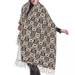 Bufandas con estilo patrón de flores borla bufanda mujer invierno cálido chales envuelve damas orla kiely moda versátil femenina