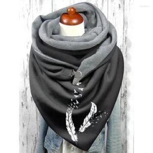 Sjaals Stijlvolle vrouwen sjaal Sharf Black Seriële knop Decor Triangle Gedrukte mode voor dames kerstcadeau herfst winter