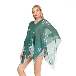 Écharpes d'été écharpe châle pour femmes léger imitation soie protection solaire élégant bikini couvrir mousseline de soie plage enveloppes