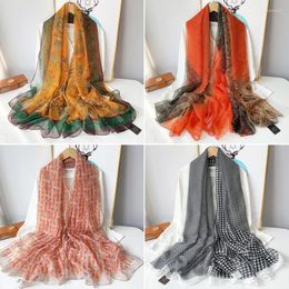 Foulards été soie et bois écharpe Design brillant Hijab femmes printemps mode Plaid Pashmina châles enveloppes Foulard