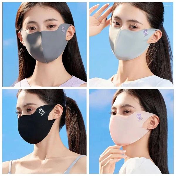 Écharpes d'été masque de soie élastique couleur unie crème solaire visage écharpe Gini protection des yeux couverture pêche