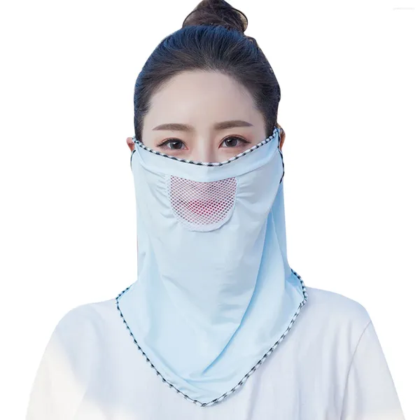 Bufandas Bufanda protectora solar de verano con cuello para mujer al aire libre Guardia de conducción Sombrilla Mascarilla Protector solar de seda transpirable