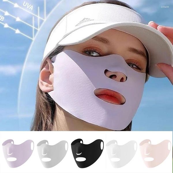 Écharrés Summer Sun UV Protection des écharpes de voile de visage de soie réutilisables à lavable pour les femmes Masque de crème solaire