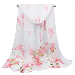 Foulards d'été mince fleur de prunier écharpe en mousseline de soie femmes Pashmina imprimé châle plage crème solaire soie longue Georgette musulman Hijab N72