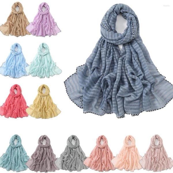 Foulards été femmes musulman Hijab longue écharpe crème solaire châles foulard Wrap Foulard étole Femme couleur unie Turban 180 80cm