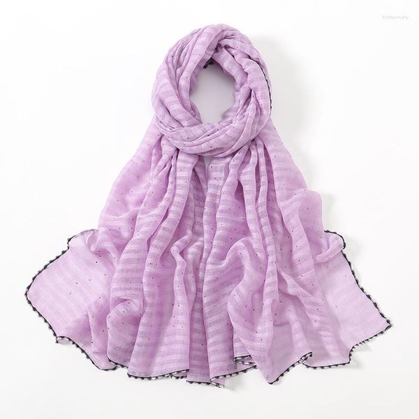 Foulards D'été Wrap Bord De Mode Écharpe Mince Plaine Solaire Châle Femmes Musulman Hijab Femme Musulman Foulard Foulard Étoles