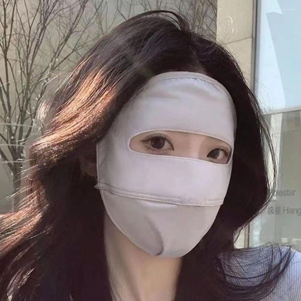 Écharpes Protection solaire Masque solaire Masque respirant mince couvercle plein visage Femmes UV de soie sans trace