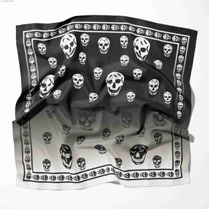 Swarves Support Personnalise 2022 Spring Women Polyester mousseline Foulard Scarf Gradient Skull Imprimé Couteau à cravate accessoires 240409