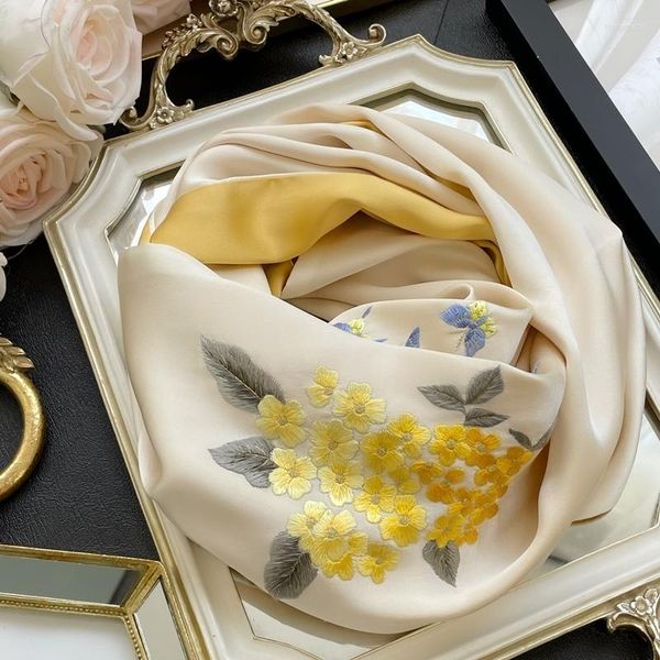 Foulards Suzhou Brodé Véritable Foulard En Soie Châle Mode Élégant Pashmina Wrap Cadeau Femme Mère Petite Amie Femmes