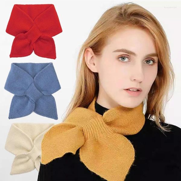 Foulards Sweet Light Luxe Papillon En Forme De Tricoté Écharpe De Créateur Super Doux Exquis Chaud Mode Mignon Polyvalent Loophole Foulard