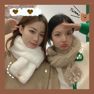 Bufandas dulce moda felpa bufanda letra gruesa invierno envuelve chales coreanos oso mujeres