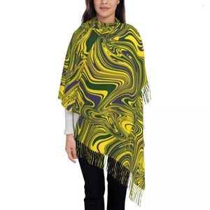 Écharpes Swirls Imprimer Écharpe Jaune Vert Violet Chaud Doux Châles Wrpas Avec Gland Dames De Luxe 2024 Grand Hiver Bufanda