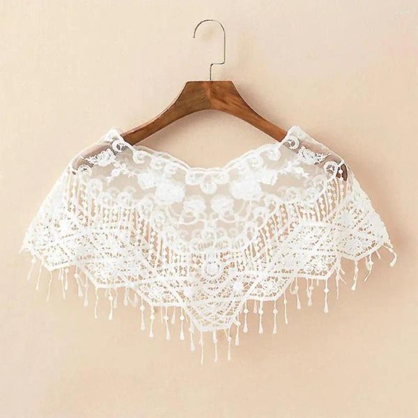 Bufandas Borla Decoración Mantón Verano Versátil O-cuello Hueco Crochet Ultra-Delgado Abrigo corto Cubrir para A