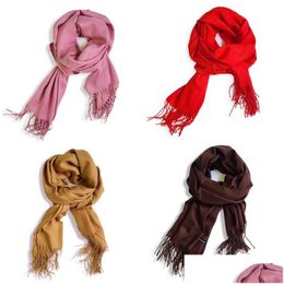 Sjaals Kwasten Pashmina Sjaal Herfst Winter Nieuw Patroon Effen Kleur Dames Sjaal Mode Zacht Warm Cadeau Sjaals 5 38Zk M2 Drop Deliver Dhfja