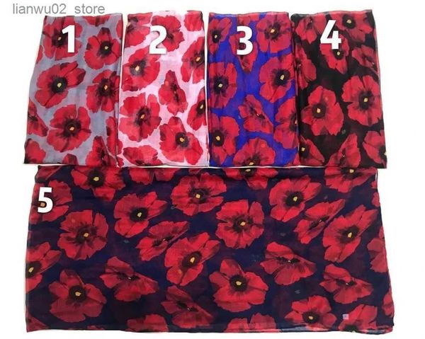 Foulards Les dernières écharpes et châles à imprimé coquelicot pour femmes avec de longues et douces fontaines de plage imprimées enveloppées dans des foulards et des bandeaux Q240228