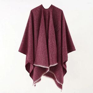 Lenços grossos xale envoltório elegante feminino dupla face irregular aberto frente bat manga cardigan quente inverno capa poncho mulheres