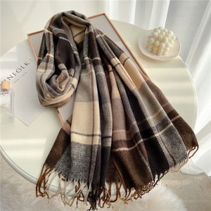 Sjaals Dikke Warme Winter Sjaal Design Print Dames Kasjmier Pashmina Sjaal Lady Wrap Kwastje Sjaals Gebreide Mannen Foulard Deken 230904