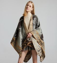 Sjaals dikker warme sjaals kunstmatige kasjmier sjaal en capes vrouwen 2021 ponchos echarpes bloem foulard dames winter pashmina4207974