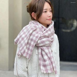 Bufandas engrosadas de moda para niñas imitación cachemira a cuadros femenino coreano chales largos mujeres invierno rejilla envolturas tejidas
