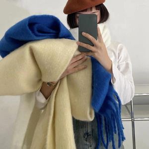 Foulards Épaississement Mohair Femmes Écharpe Couple Coupe-Vent Thermique Cou Chaud Wrap Châles Couverture Chaude Hiver Hommes