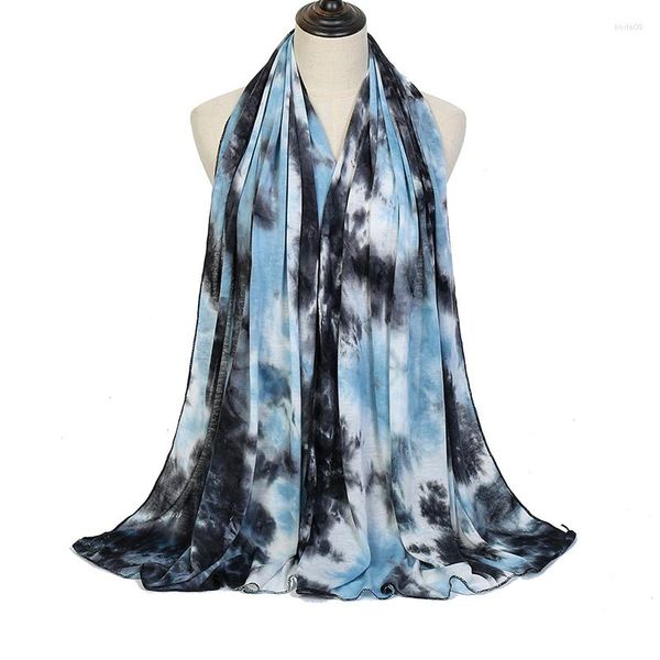 Foulards Tie-Dye Imprimé Jersey Hijab Caps Foulard Femme Musulmane Longue Mode Islamique Arabe Châle Head Wraps Eid Foulard 180X70CM