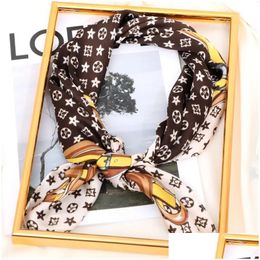 Bufandas diseñadora mujer mujer bufanda de seda letra de moda headban pequeña variable accesorios de pañuelo
