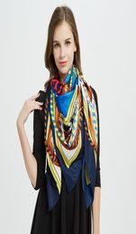 Foulards Foulard de soie de qualité supérieure Châle de luxe Ballet Girl Imprimer Rouge Noir Bleu Marine Marron Foulard de mode pour les femmes Wraps 130130cm2668182