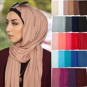 Foulards Tendance Modal Coton Jersey Hijab Écharpe Femmes Islamique Afrique Châles Foulard Bandeau Musulman Plaine Doux Turban Head WrapsFoulards