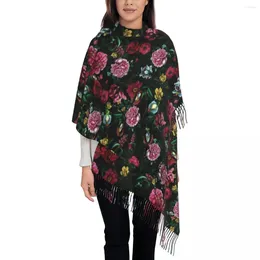 Bufandas bufanda de estampado floral tropical para mujeres cabezales de jardín botánico con tasel largo chales casuales y envoltura cálida suave bufanda