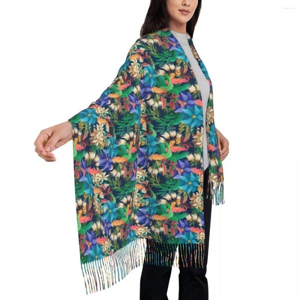 Écharpe écharpe florale tropicale Designs hawaïens châles chauds doux wrpas avec longs pavares fraîches coiffures fraîches Hiver Design Foulard