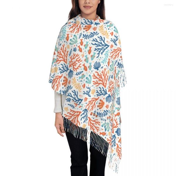 Foulards Poissons de mer tropicaux et coraux Châles Wraps pour robes de soirée Womens Dressy Wear