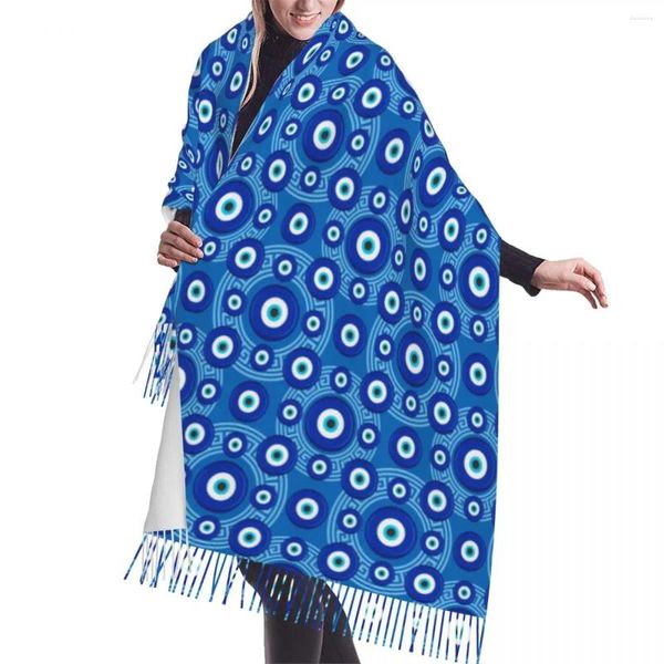 Foulards Turquie Evil Eye Symbole Modèle Amulette Gland Écharpe Femmes Doux Mode Polyvalent Femelle Châle Wrap Dames Hiver Automne