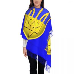 Foulards Ukraine Tryzub Drapeau Ukrainien Bouclier Gland Écharpe Femmes Doux Ukraina Fier Châles Wraps Dame Hiver