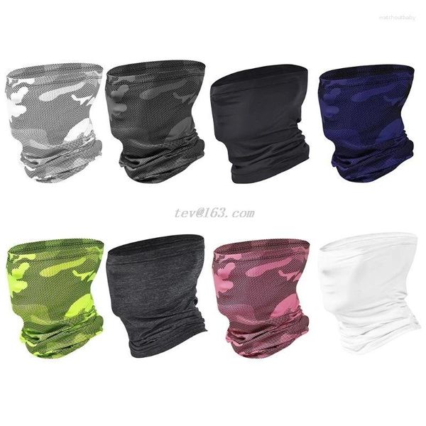 Foulards unisexe été extérieur soie cou guêtre écharpe UPF50 crème solaire pêche randonnée refroidissement boucles d'oreilles masque facial camouflage bandana