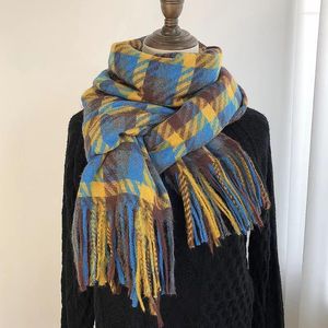 Sjaals Unisex Winter Kleurrijke Lange Kwastje Sjaal Koreaanse Stijl Imitatie Kasjmier Veelzijdige Warme Wrap Shawl Vrouwen Mannen 2023