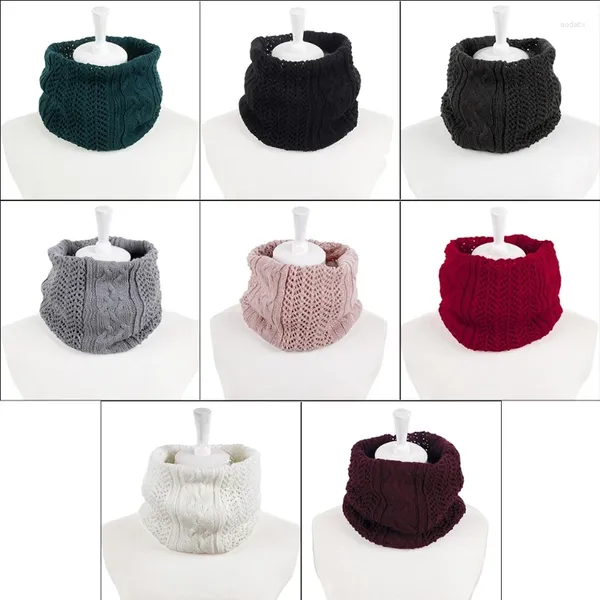 Bufandas Unisex Winter Twist Cable Punto Cuello Calentador Polaina Color Sólido Al aire libre A prueba de viento Elástico para Infinity Circle Loop Sca