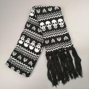 Sjaals Verenigd Koninkrijk Stijlvolle Skull Winter gebreide sjaal unisex vrouwen mannen skelet acryl sjaals nek warme wraps met franjes