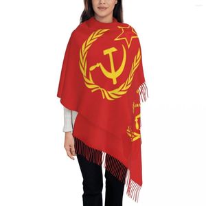 Écharpes URSS Marteau Et Faucille CCCP Drapeau Soviétique Russe Écharpe Wrap Femmes Long Hiver Chaud Gland Châle Unisexe