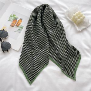 Sjaals fluwelen Houndstooth print dames haar sjaal luxe kleine 65 cm nek stropdas vierkant foulard bandana hijab kerchief handtas pols