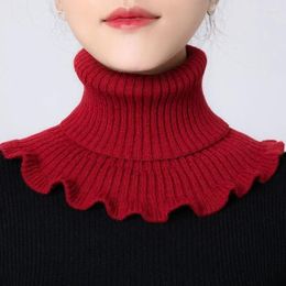 Écharpes polyvalentes en laine tricotée, col extensible, fausse couleur unie