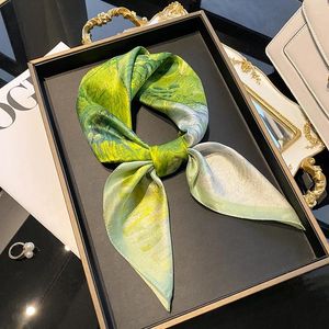 Foulards Vintage Green Jungle Foulard en soie Femme Printemps Polyvalent Mulberry Square Minimaliste 70cm