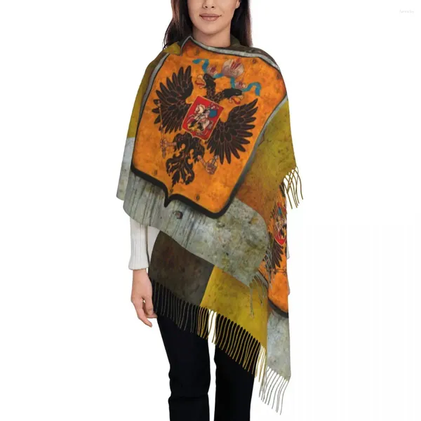 Foulards Vintage Grunge Empire Russe Gland Écharpe Femmes Doux Drapeau De La Russie Manteau Bras Châles Wraps Dames Hiver