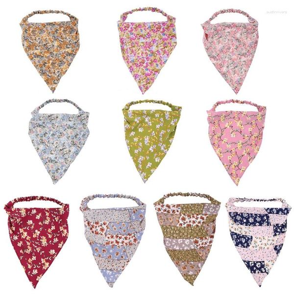 Foulards Vintage Bandeau Élastique Floral Imprimé Turban Bandana Boho Pour TRIANGLE Cheveux