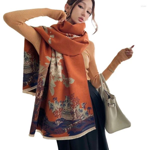 Foulards Chaud Cachemire Design Poncho Femmes Écharpe Pashmina Warps Imprimer Couverture Châle Femme Bufanda Caps Echarpe