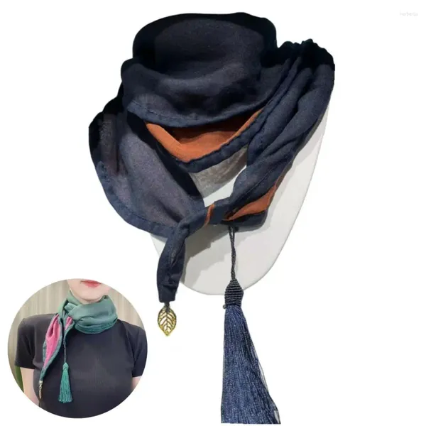 Foulards Chaud Cravate Écharpe Mode Femmes Coton Lin Triangle Rétro Double Couche Pendentif Bandana