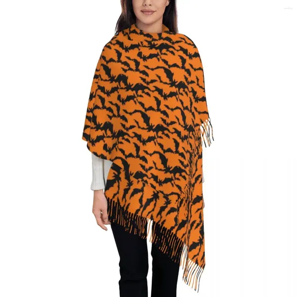 Bufandas Bufanda cálida Invierno Halloween Bat Chales Wrpas Animal Print Diseño Foulard Lady Casual Headwear