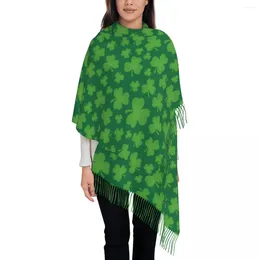 Sjaals Warme Sjaal Winter Ierse Shamrock Bladeren Sjaals Wrpas St. Patrick's Day Design Foulard Vrouwelijke Mode Hoofd