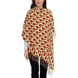 Bufandas bufanda caliente bufanda de invierno fruta roja estampada Wrpas Cherry Patrón de cereza impreso Bufanda Mujer Women Fashion Healwear