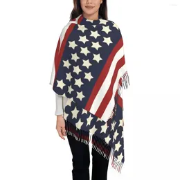 Écharpes écharpe chaude hiver des châles de drapeau américain américain et enveloppez les étoiles patriotiques rayures concevoir des femmes enveloppe