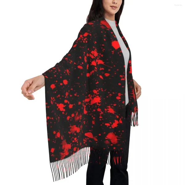 Écharpes écharpe chaude douce d'hiver peinture rouge éclaboussure châle enveloppe